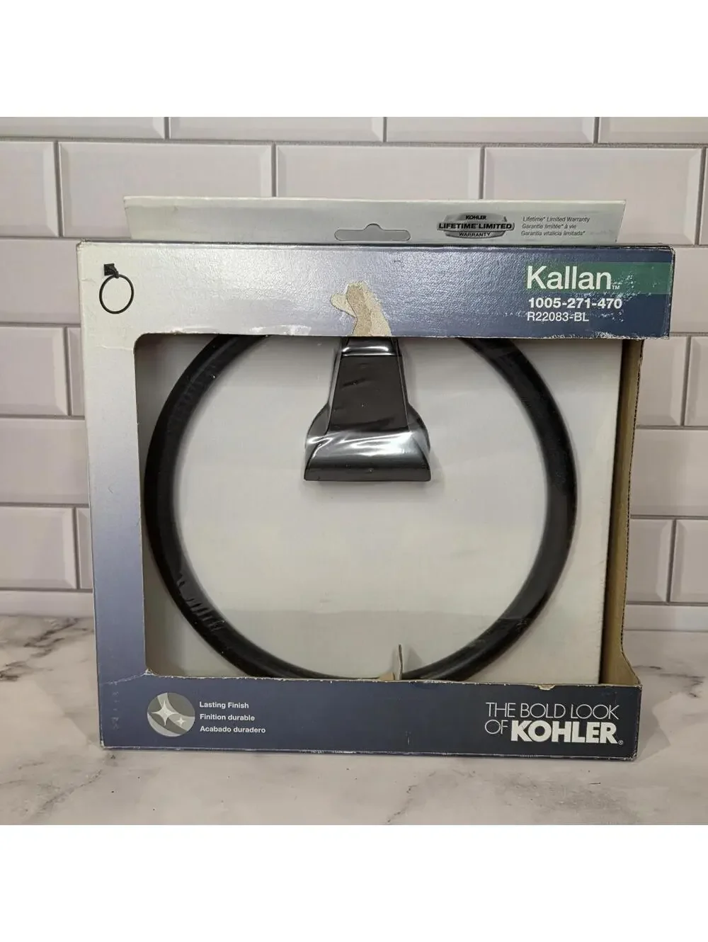 KOHLER Kallan Modern Towel Ring in Matte Black R22083-BL Matte Black New